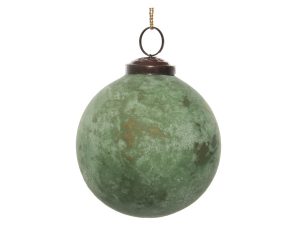 Kerstbal groen/goud geoxideerd 